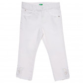 Дънков панталон с апликация на пеперуди, бял Benetton 232641 