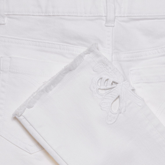 Дънков панталон с апликация на пеперуди, бял Benetton 232643 3