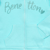 Памучен суитшърт с брокатен надпис за бебе, светло синьо Benetton 232671 3