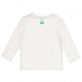 Памучна блуза със щампа Мики и Мини Маус за бебе, бяла Benetton 232734 3