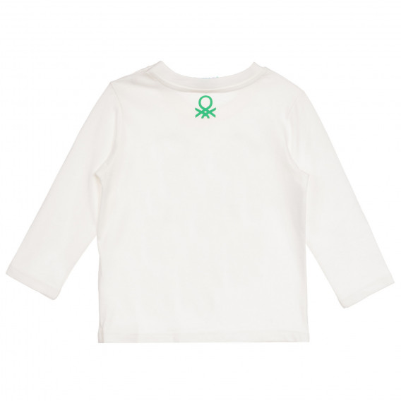 Памучна блуза със щампа Мики и Мини Маус за бебе, бяла Benetton 232734 3