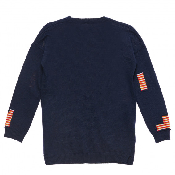 Пуловер с оранжеви акценти, тъмно син Benetton 232798 4