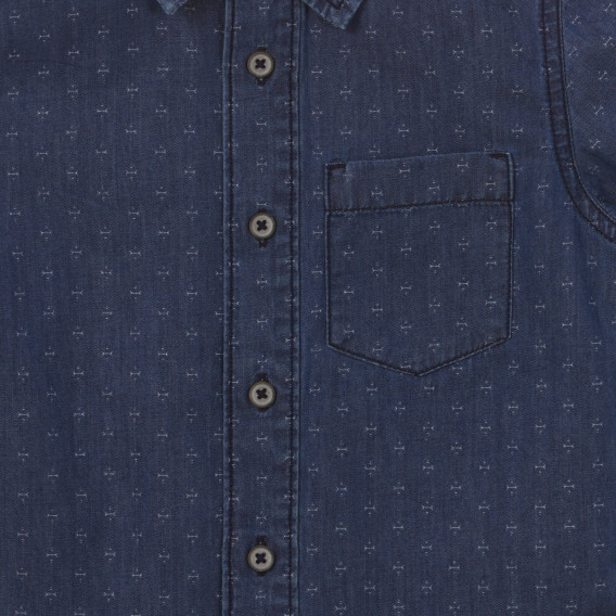 Памучна риза с къс ръкав и фигурален принт, тъмно синя Benetton 232817 2
