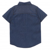 Памучна риза с къс ръкав и фигурален принт, тъмно синя Benetton 232819 4