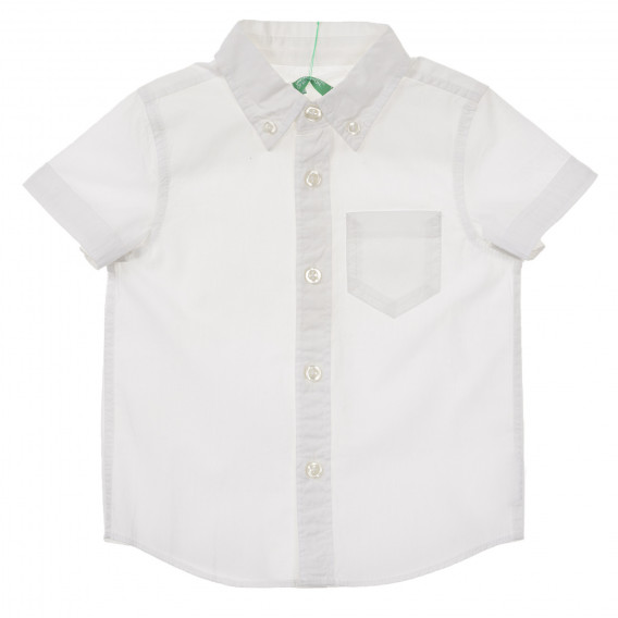 Риза с къс ръкав с яка и копчета, бяла Benetton 232820 
