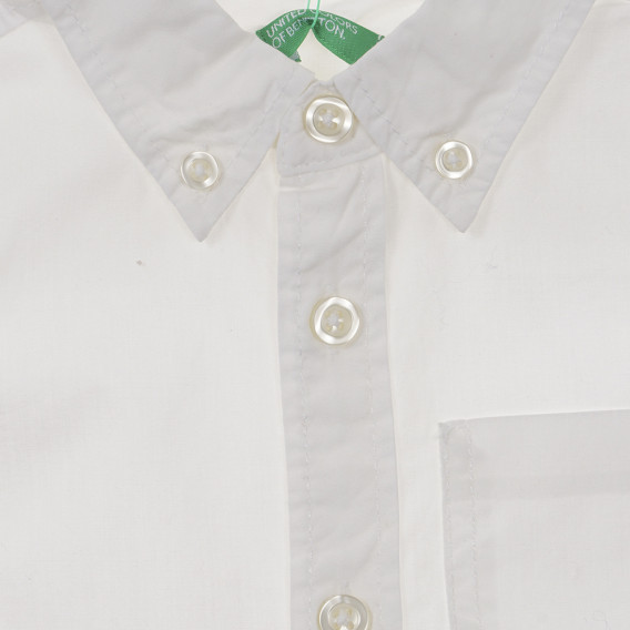 Риза с къс ръкав с яка и копчета, бяла Benetton 232822 3
