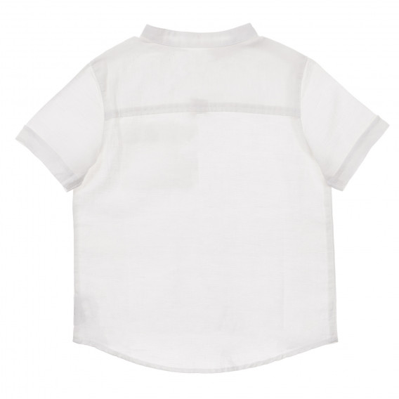 Ленена риза с къс ръкав и джоб, бяла Benetton 232825 2