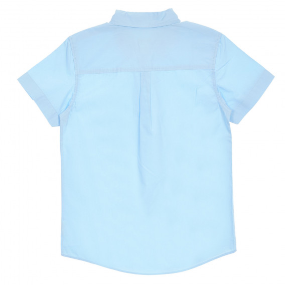 Памучна риза с къс ръкав и яка, светло синя Benetton 232833 4