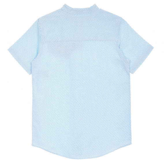 Памучна риза с къс ръкав и джобче с кърпичка с фигурален принт, светло синя Benetton 232851 4