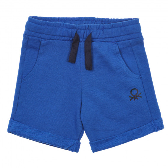 Памучен къс панталон с логото на бранда, син Benetton 232917 