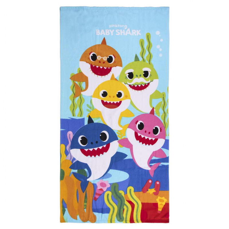 Микрофибърна плажна кърпа Baby shark, синя  233024