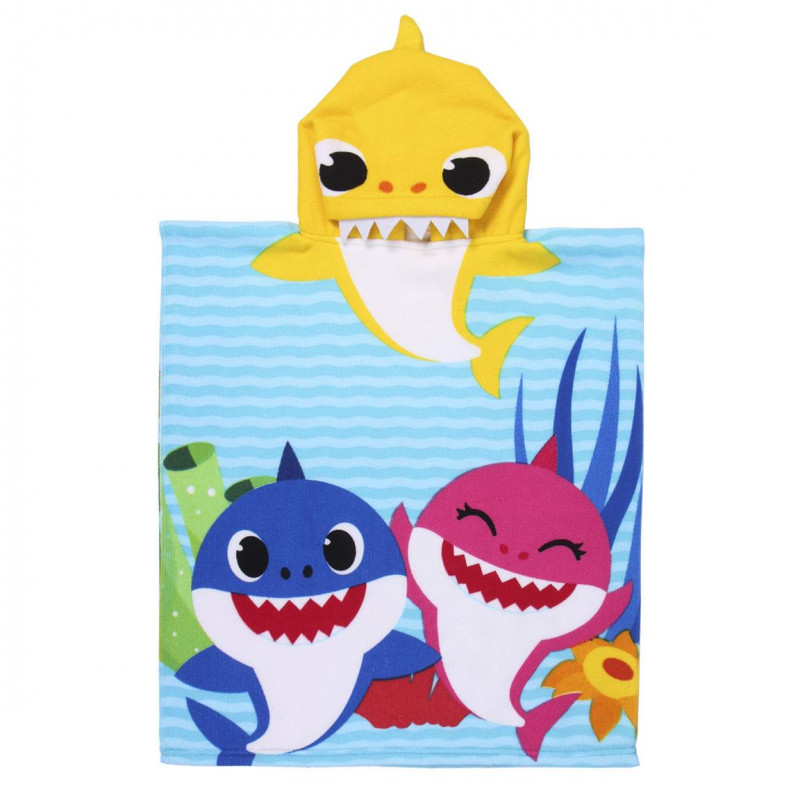 Микрофибърно пончо за плаж Baby shark, синьо  233025