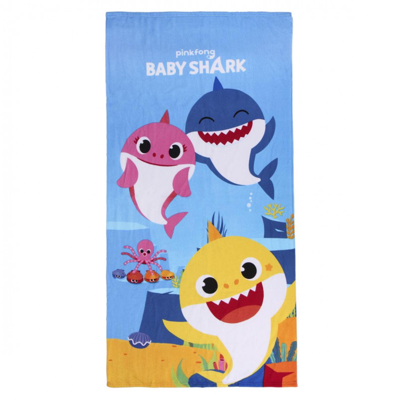 Микрофибърна плажна кърпа Baby shark, синя  233026