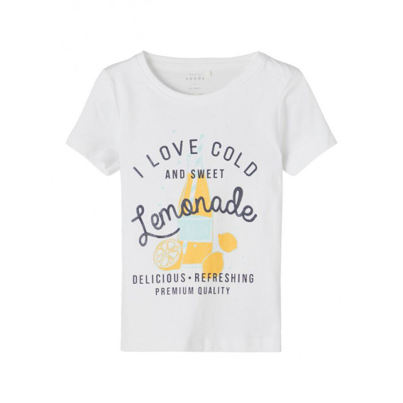 Тениска от органичен памук с надпис, бяла Name it 233187 