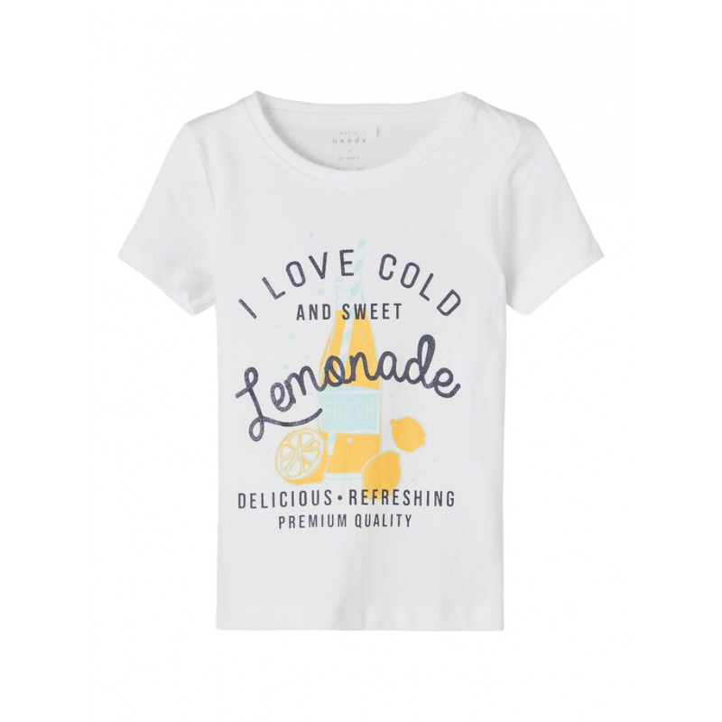 Тениска от органичен памук с надпис, бяла  233187