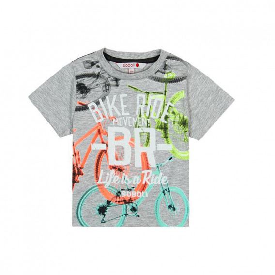 Памучна тениска с надпис  Bike ride за момче Boboli 23321 1
