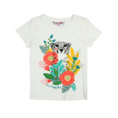 Памучна класическа тениска с цветен принт за момиче Boboli 23329 