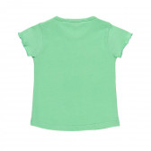 Памучна тениска с щампа на цветя и надпис, зелена Boboli 233425 2