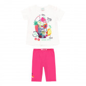 Комплект от две части тениска и клин, бяло и розово Boboli 233444 
