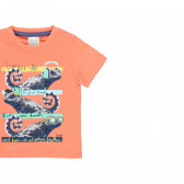 Памучна тениска с щампа гущер, оранжева Boboli 233467 3