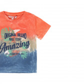Памучна тениска с щампа и апликация надпис, многоцветна Boboli 233470 3