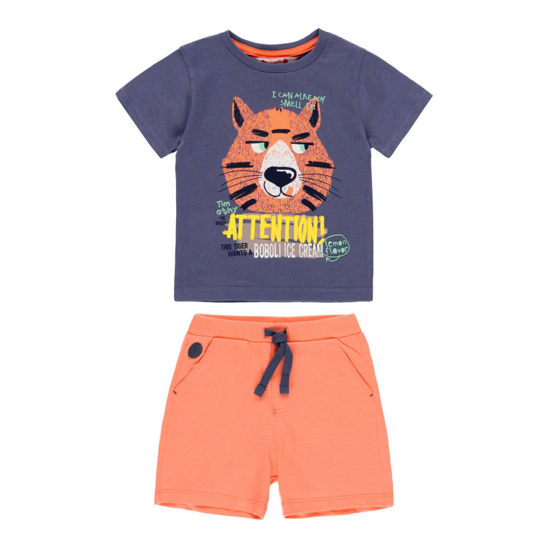 Комплект тениска с къс ръкав и спортни панталони, оранжев  233474