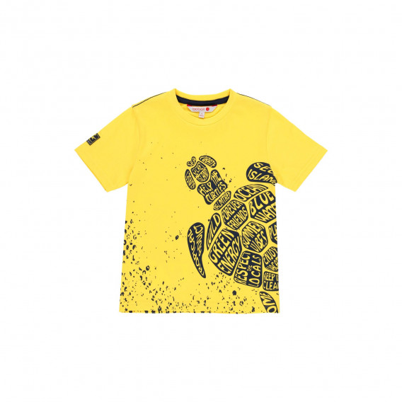 Памучна тениска с щампа на костенурка, жълта Boboli 233548 
