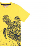 Памучна тениска с щампа на костенурка, жълта Boboli 233550 3