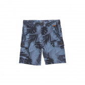 Памучни къси панталони с принт на палмови листа, тъмно сини Boboli 233602 