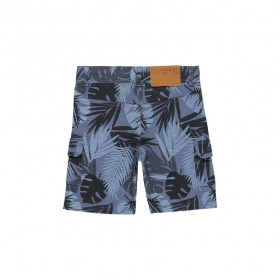 Памучни къси панталони с принт на палмови листа, тъмно сини Boboli 233603 2