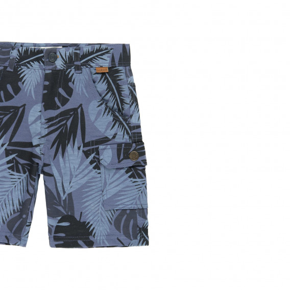 Памучни къси панталони с принт на палмови листа, тъмно сини Boboli 233604 3