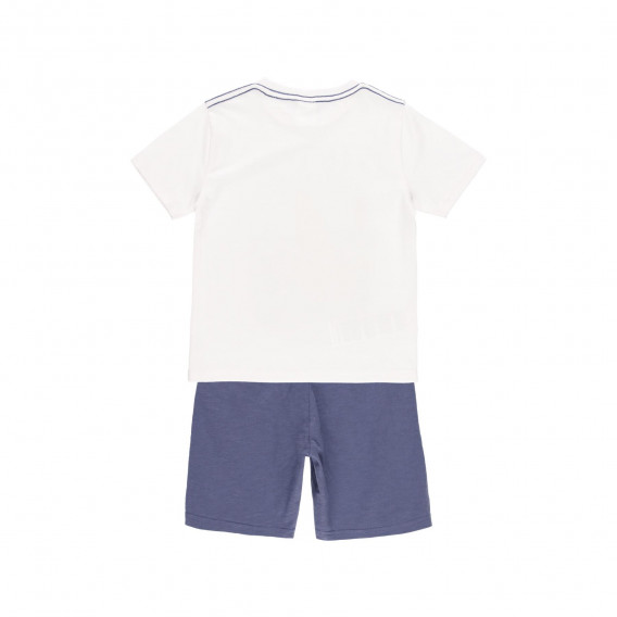 Комплект от две части тениска и къси панталони, бяло и синьо Boboli 233616 2