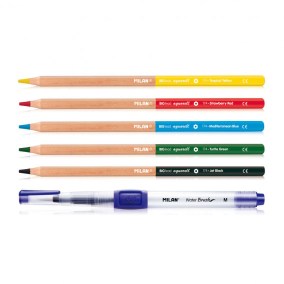Цветни моливи, Акварелни, 3.5 мм + четка Milan 233851 2
