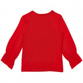 Памучна блуза с дълъг ръкав и апликация, червена Benetton 233926 3
