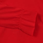 Памучна блуза с дълъг ръкав и апликация, червена Benetton 233927 4