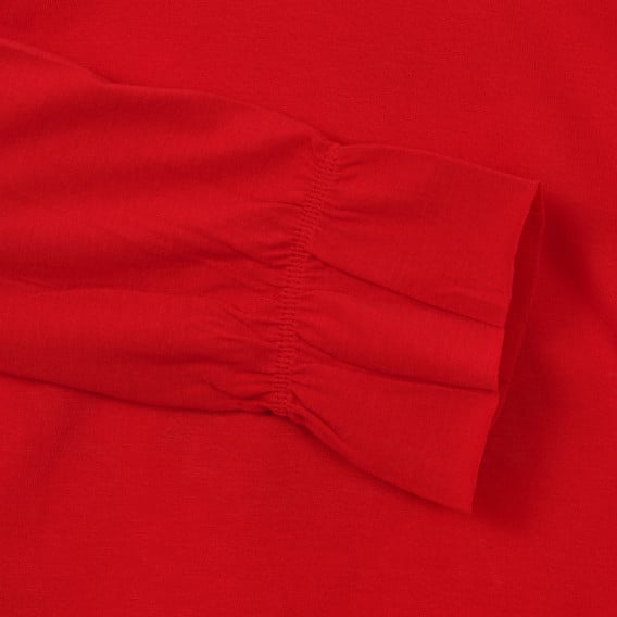 Памучна блуза с дълъг ръкав и апликация, червена Benetton 233927 4