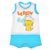 Памучен къс гащеризон със щампа за бебе, син Benetton 234048