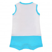 Памучен къс гащеризон със щампа за бебе, син Benetton 234051 4