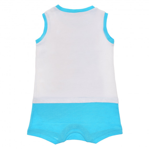 Памучен къс гащеризон със щампа за бебе, син Benetton 234051 4