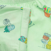 Памучен къс панталон с принт за бебе, ментов цвят Benetton 234260 2
