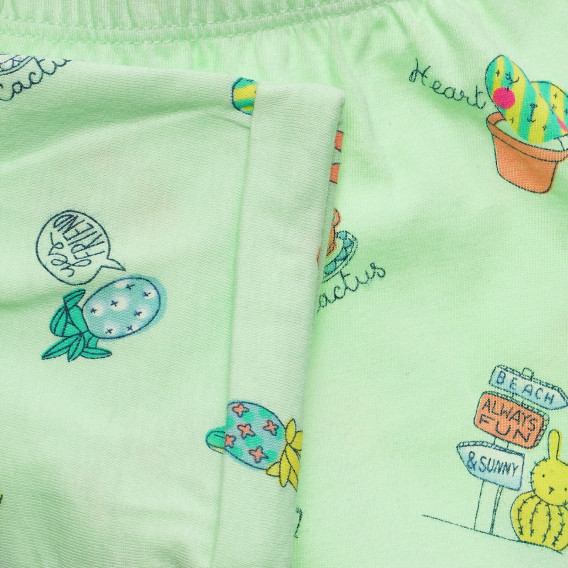 Памучен къс панталон с принт за бебе, ментов цвят Benetton 234260 2
