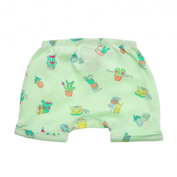 Памучен къс панталон с принт за бебе, ментов цвят Benetton 234261 4