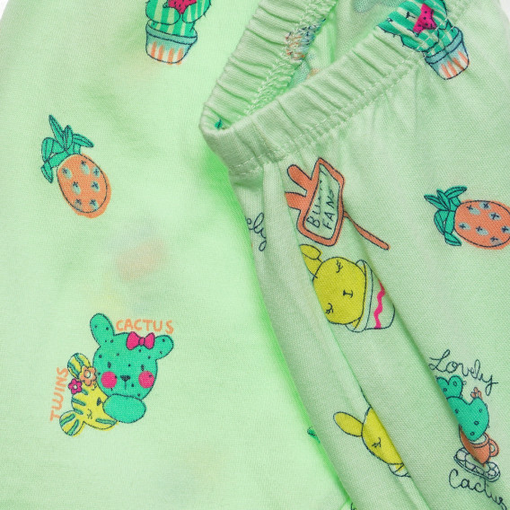 Памучен къс панталон с принт за бебе, ментов цвят Benetton 234262 3