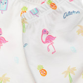 Памучен къс панталон с фламинго за бебе, бял Benetton 234274 3