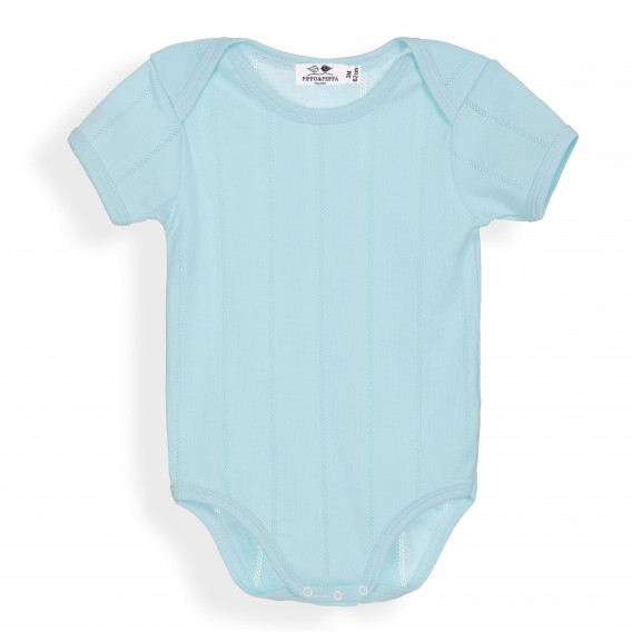 Памучно боди с къс ръкав и декоративни кантове за бебе момче, светло синьо PIPPO&PEPPA 234357 