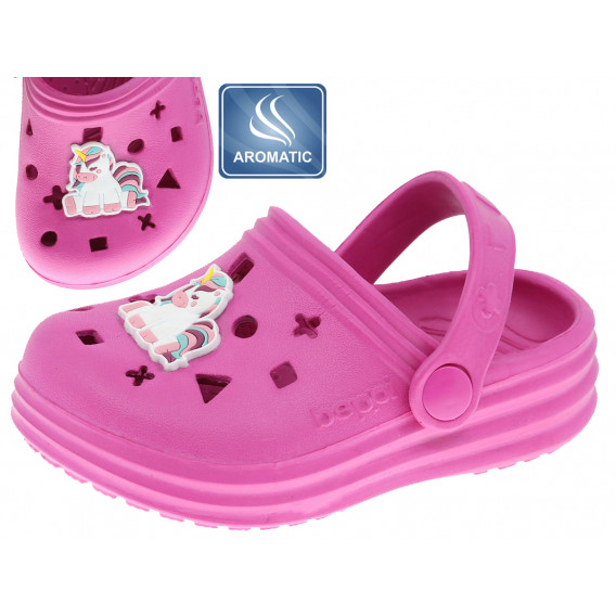 Ароматизирани гумени чехли с апликация еднорог за бебе, розови Beppi 234390 