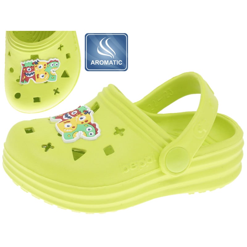 Ароматизирани гумени чехли с апликация за бебе, зелени  234391