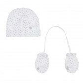Памучен комплект шапка и ръкавици за бебе бели Z Generation 234694 