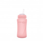 Стъклена бутилка със сламка, 240мл, цвят: розов Everyday baby 234768 