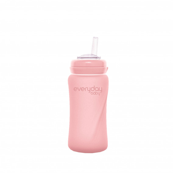 Стъклена бутилка със сламка, 240мл, цвят: розов Everyday baby 234768 